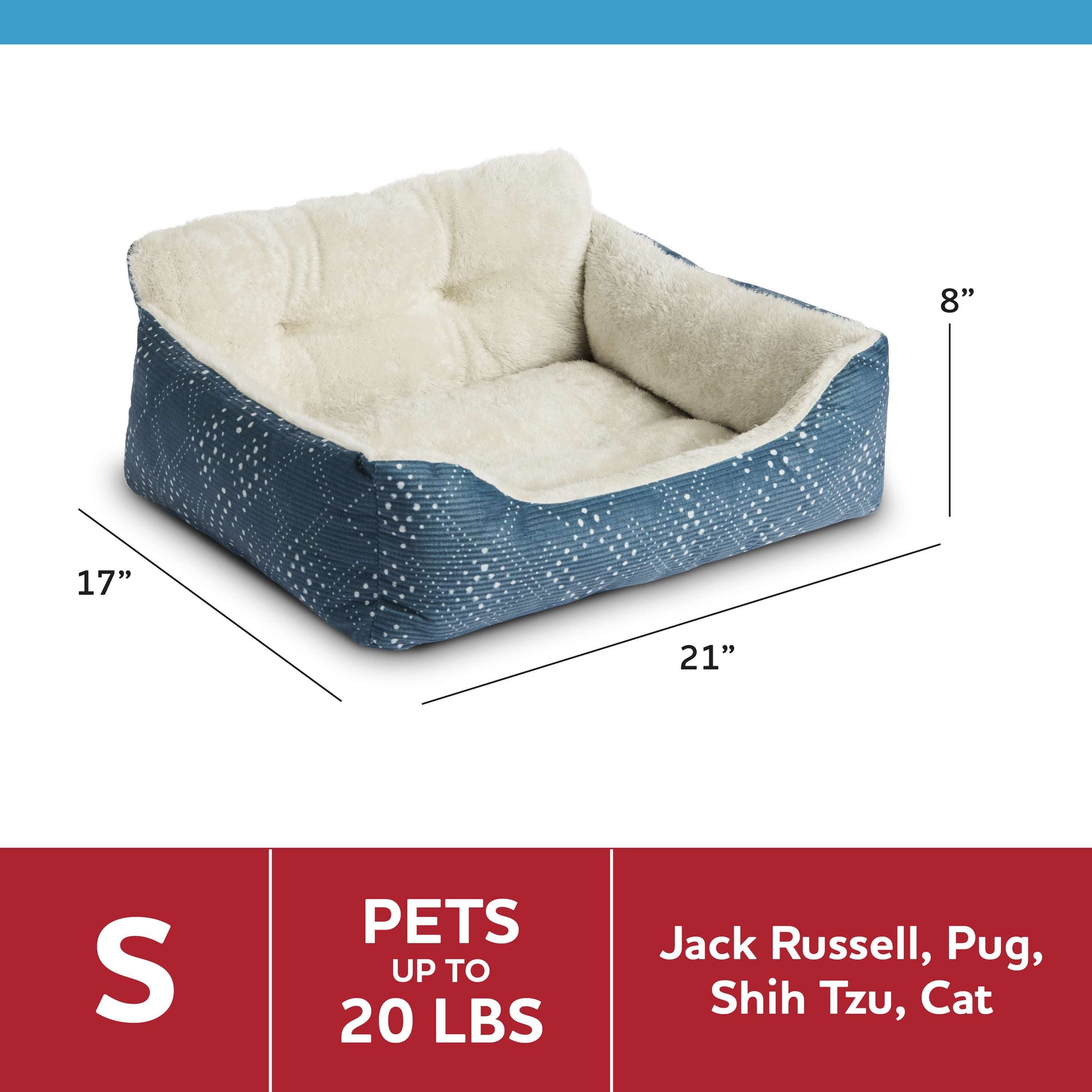Puppy Dog Bed, Plush Bolster Dog for Small Dogs, Small, 21" X 17", Pink